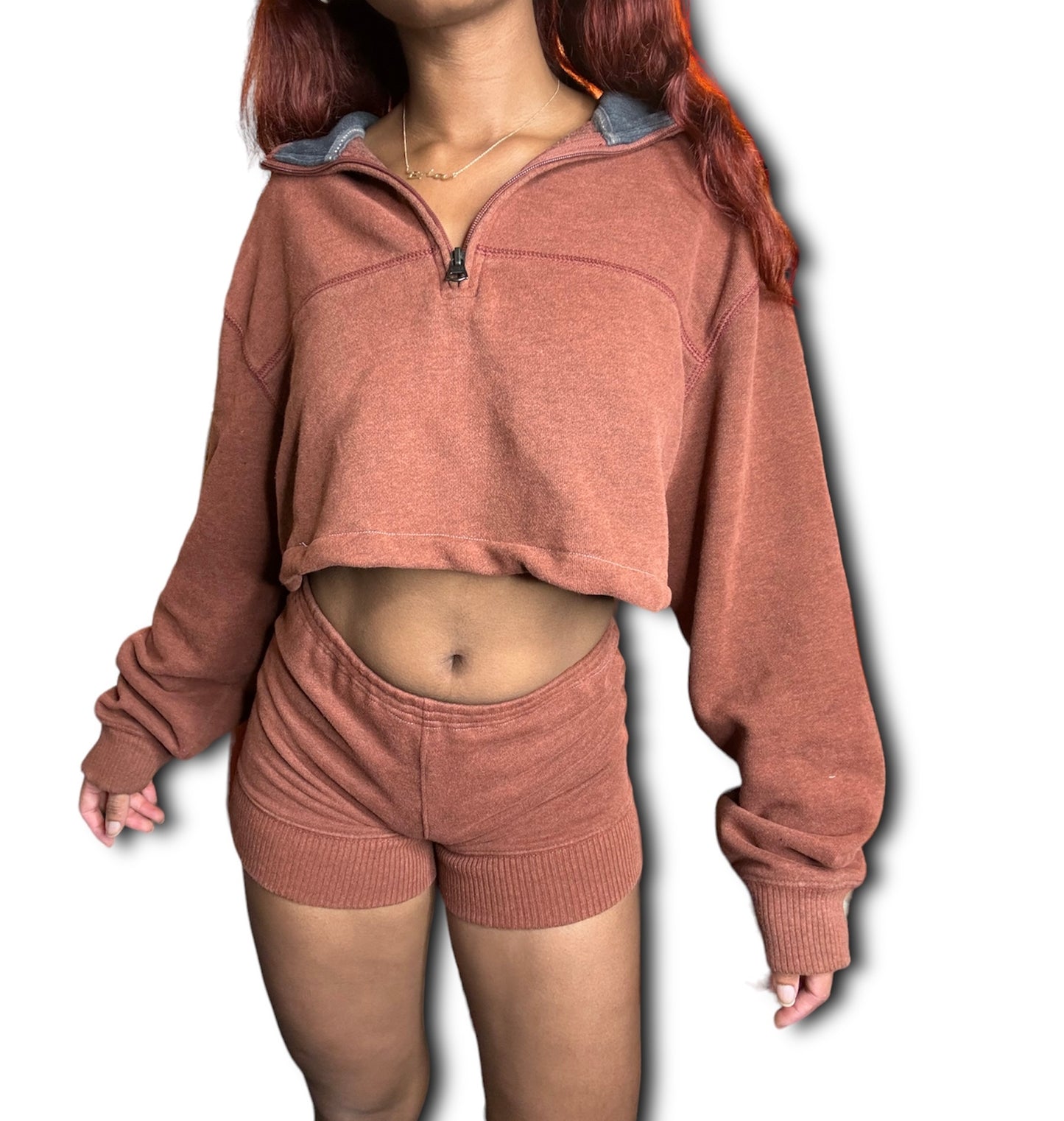 Burnt Sienna Quarter zip Two Piece Sweater