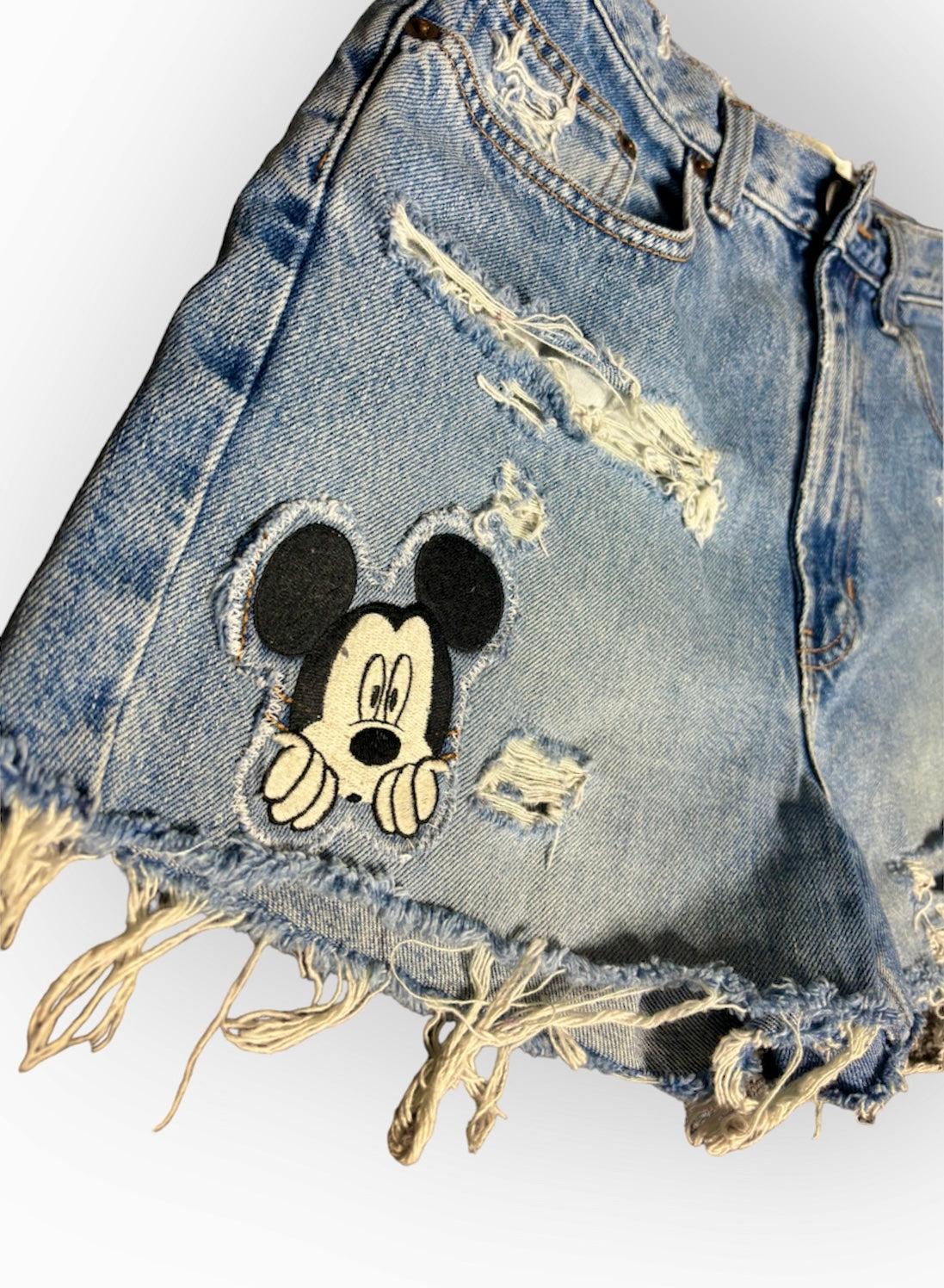 Upcycled Mickey Patch Shorts