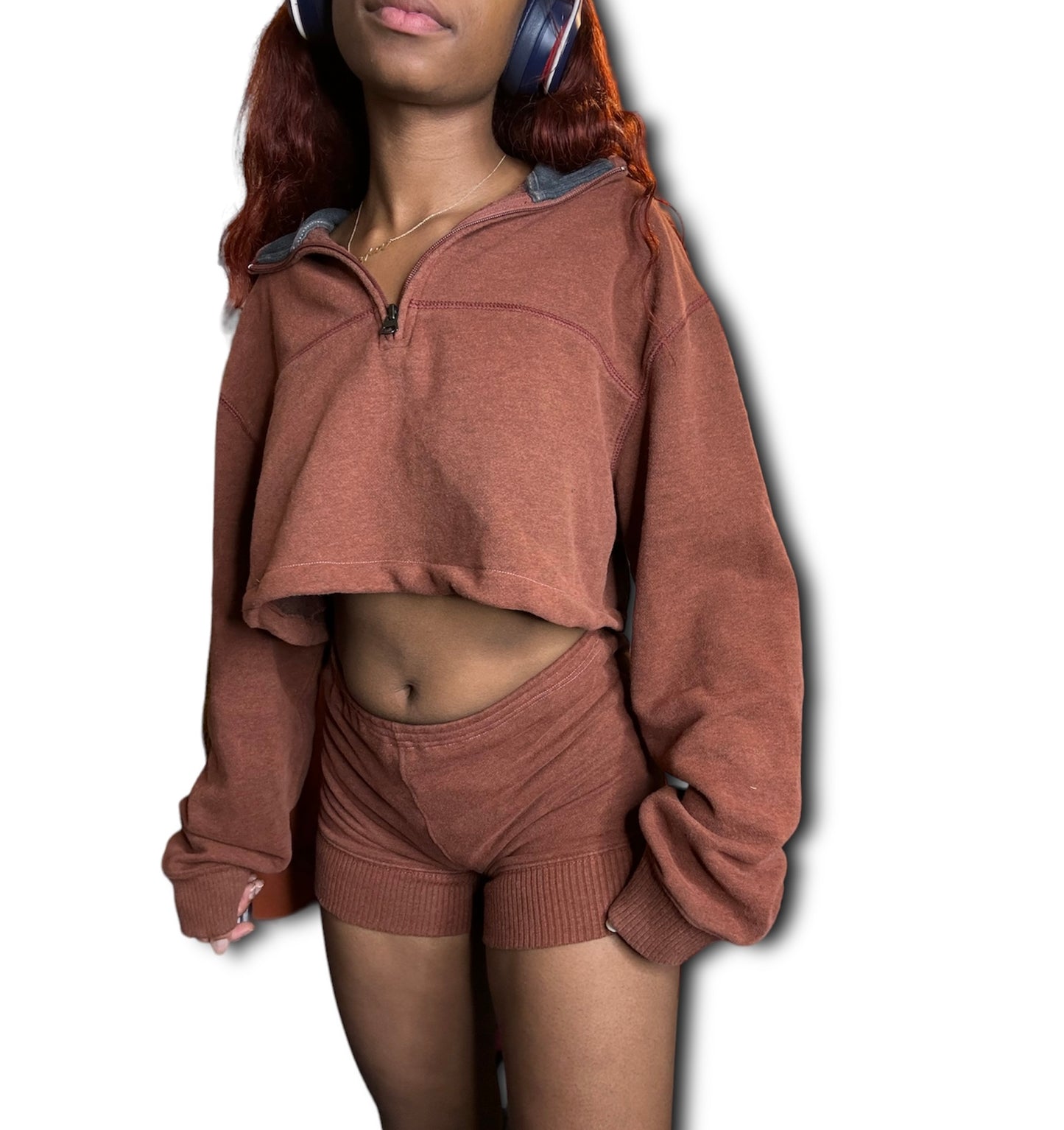 Burnt Sienna Quarter zip Two Piece Sweater