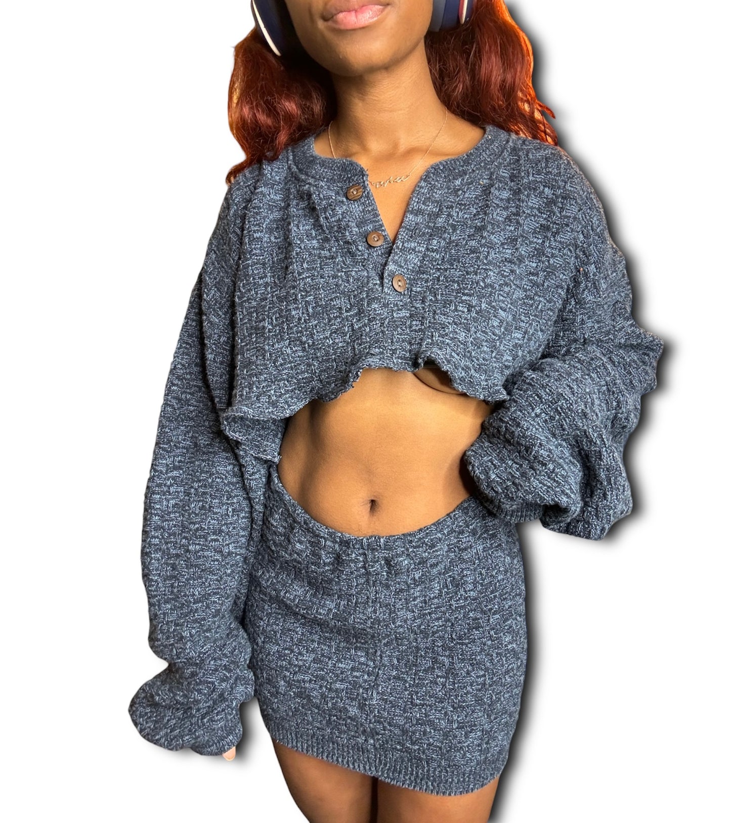 Charcoal Blue Sweater Set