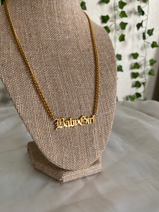 “ Baby Girl “ 14k Gold Plated Necklace